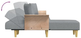 Sofá-cama em forma de L 279x140x70 cm tecido cinzento-claro