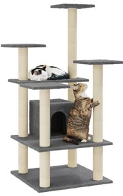 Árvore p/ gatos c/ postes arranhadores sisal 110cm cinza-escuro