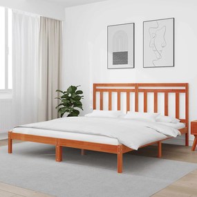 vidaXL Estrutura da Cama com cabeceira Marrom Cera 180 x 200 cm