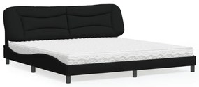 vidaXL Cama com colchão 200x200 cm tecido preto