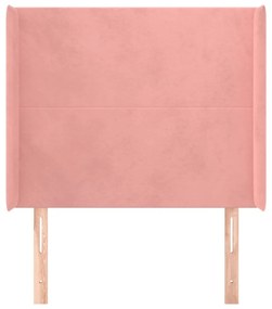 Cabeceira de cama c/ abas veludo 93x16x118/128 cm rosa