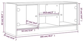 Móvel de TV c/ portas de vidro 102x37x42 cm branco