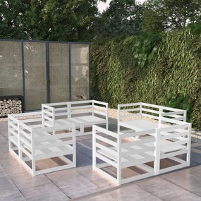 vidaXL 8 pcs conjunto lounge de jardim pinho maciço branco