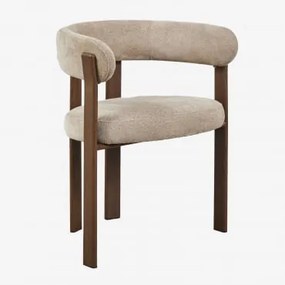 Pack De 2 Cadeiras De Jantar Estofadas Com Braços E Em Ferro Jolie Castanho Madeira Escura & Chenille Castanho Trigo - Sklum