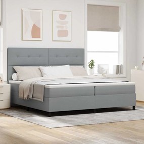 vidaXL Cama Box com Colchão Cinza Claro 200x200 cm Tecido