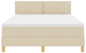 Cama Box Spring com Colchão &amp; LED Creme 140x200 cm Tecido