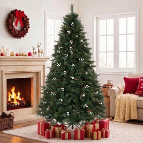 Árvore de Natal Artificial 220 cm com 1116 Ramos Base Metálica Dobrável Sistema com Dobradiças Realista e Frondosa Verde