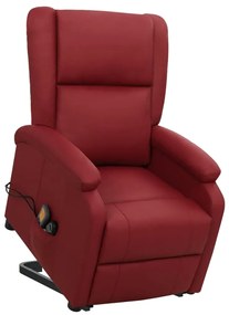 Poltrona massagens elevatória couro artificial vermelho tinto