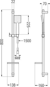 Mexen DQ45 conjunto de duche deslizante, cromado - 785454581-00