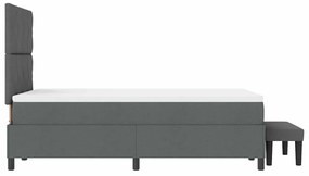 Cama Box Spring com Colchão &amp; Banco Cinza Escuro 120x200 cm Tecido