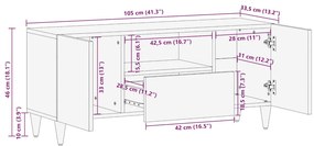 Móvel de TV 105x33,5x46 cm madeira de mangueira maciça