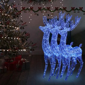 vidaXL Renas de Natal XXL 3pcs 250 LEDs 180 cm acrílico azul