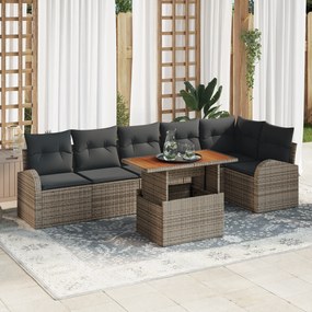 Conjunto de Sofás de Jardim VidaXL 7 Peças com Almofadas Cinza Polirat