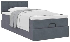 Estrutura cama otomana colchão 80x200 cm veludo cinzento escuro