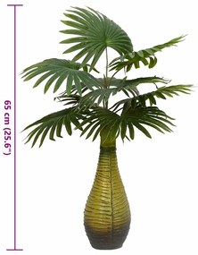 Planta de palmeira artificial 9 folhas 65 cm verde