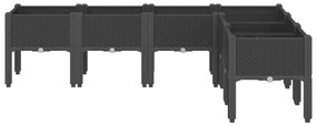 Vaso/floreira de jardim c/ pernas 160x120x42 cm PP preto