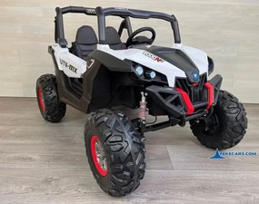 Carro elétrico para crianças Todo terreno Buggy UTV 4x4 MP4 12V 2 Lugares Branco