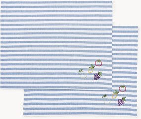 Individuais às riscas com motivos bordados Melony, conjunto de 2