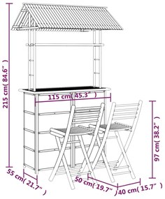 3 pcs conjunto de bar em bambu