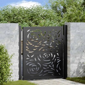 vidaXL Portão de jardim 105x106 cm design de chama de aço preto