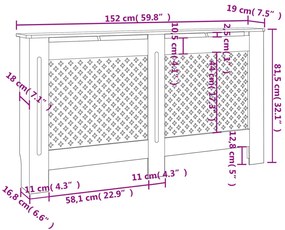 Cobertura de radiador 152x19x81,5 cm MDF branco