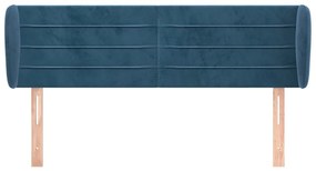 Cabeceira de cama c/ abas veludo 147x23x78/88cm azul-escuro
