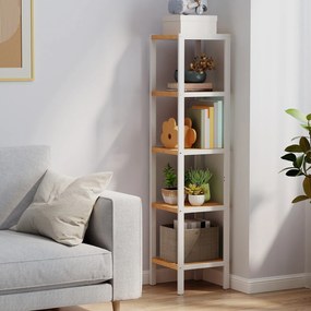 Estante para casa de banho com 5 prateleiras 33 x 33 x 146 cm branco nuvem-bege natural