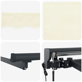 Toldo Retrátil Manual Creme 400x300 cm Poliéster e Aço