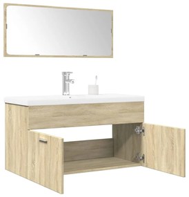 vidaXL 3 pcs conj. móveis casa banho derivados madeira carvalho sonoma