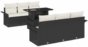 Conjunto de Sofá de Jardim vidaXL 7 Peças com Almofadas Rattan Poliést