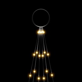 Árvore de Natal mastro de bandeira 108 LEDs 180cm branco quente