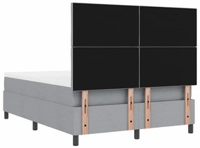 Cama Box Spring com Colchão e Banco Cinza Claro 160x200 cm Tecido