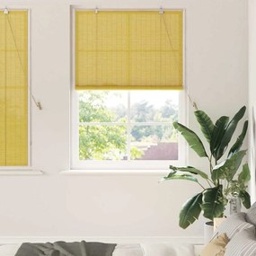 vidaXL Estores de rolo com cortinas Manual Amarelo 100 x 160 cm Bambu