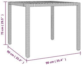 3 pcs conjunto de jantar p/ jardim c/ almofadões vime PE preto