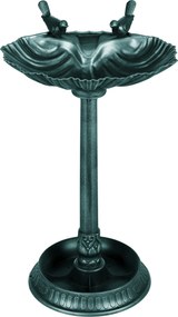 Bebedouro antigo para pássaros com 81 cm, com base em forma de Floreira, comedouro e bacia para pássaros com pé, em bronze verde