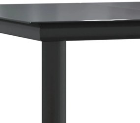 5 pcs conjunto de jantar p/ jardim c/ almofadões vime PE preto