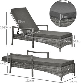 Espreguiçadeira de Vime de Jardim Espreguiçadeira com Encosto Ajustáve