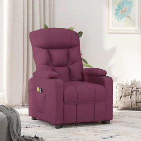 vidaXL Poltrona elevatória de massagens tecido roxo