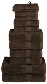 12pcs Conjunto toalhas banho premium SOLUND 600 gsm castanho