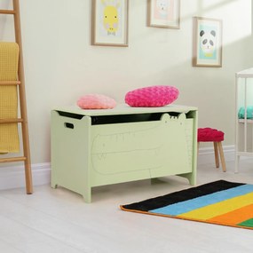 Caixa de brinquedos para crianças com dobradiça de segurança para o quarto das crianças 60 x 33 x 37,5 cm Verde