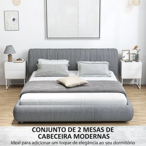 Conjunto de 2 Mesas de Cabeceira Estreitas Mesas de Cabeceira Quarto com 2 Gavetas Abertura por Pressão 40x30x55 cm Branco