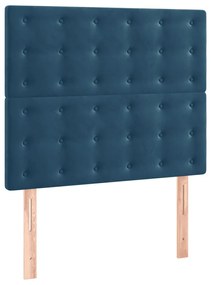 Cama com molas/colchão 100x200 cm veludo azul-escuro