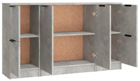 Aparadores 3 pcs derivados de madeira cinzento cimento