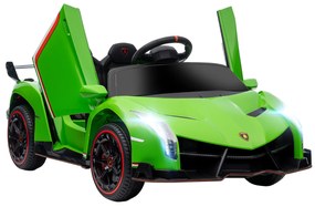 HOMCOM Carro Elétrico Lamborghini 12V Velocidade Máxima 7 km/h com Controlo Remoto MP3 Luzes e Cinto de Segurança 111x61x45 cm Verde