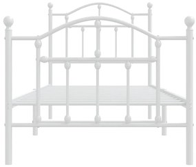 Estrutura de cama com cabeceira e pés 90x190 cm metal branco