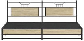 Estrutura de cama sem colchão 193x203cm metal carvalho sonoma