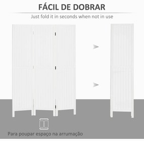 Biombo 3 Painéis Separador de Ambientes Dobrável 120x1,8x170 cm Painel de Privacidade Estilo Rústico Branco