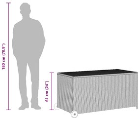 Caixa de arrumação para jardim 120x65x61 cm vime PE preto