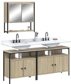 vidaXL 3 pcs conj. móveis casa banho derivados madeira carvalho sonoma