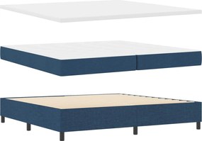 vidaXL Cama Box com colchão com led Azul 200 x 200 cm tecido